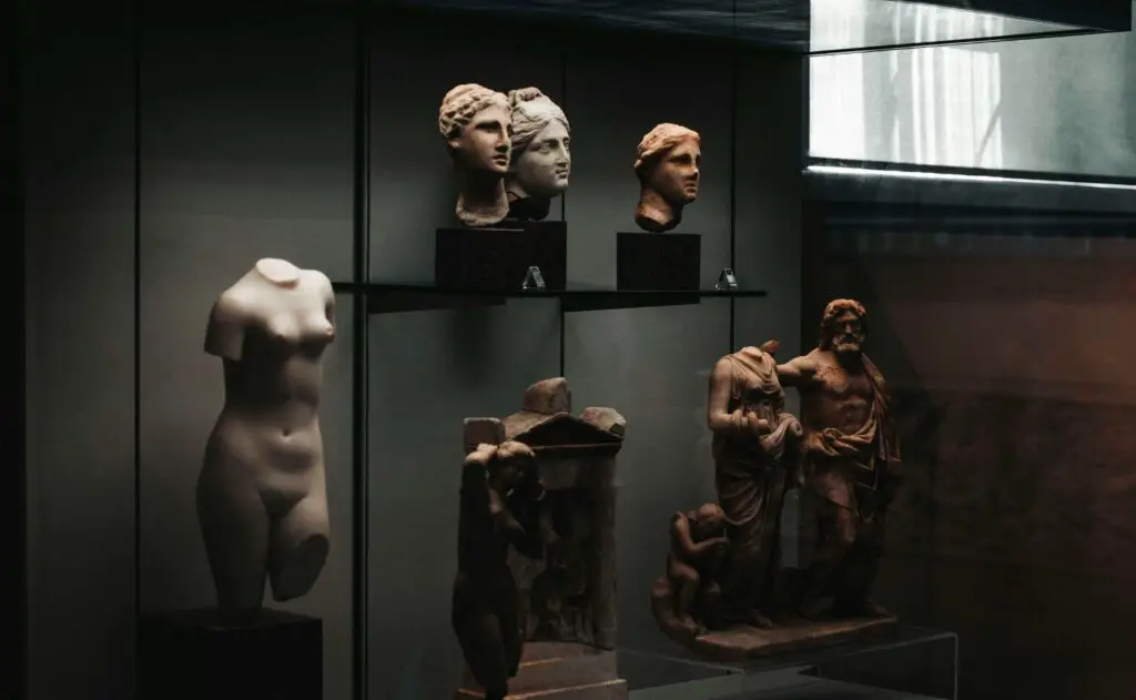 The Historical and Cultural Evolution of the Lower East Side: What to See and Do Historic statues and sculpted heads on display in a museum or cultural site in the Lower East Side of NYC.